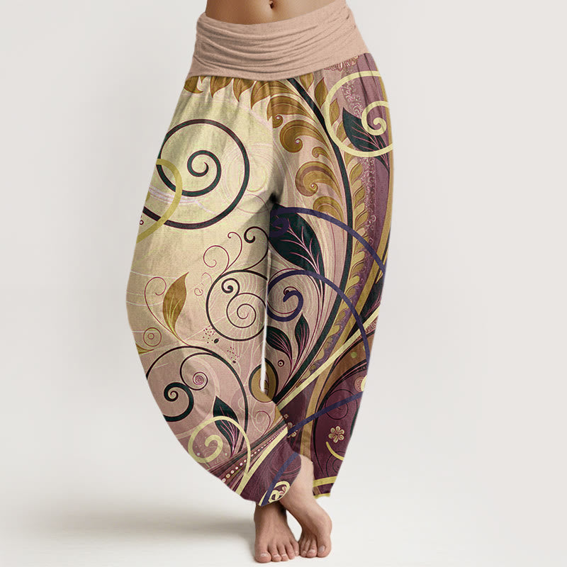 Pantaloni harem da donna con motivo floreale in cotone casual Buddha Stones - Legno robusto - US22, UK/AU26, EU54 (6XL) - image 7