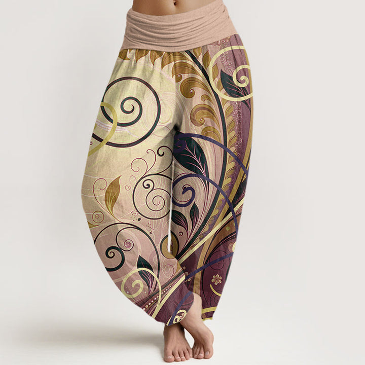 Pantaloni harem da donna con motivo floreale in cotone casual Buddha Stones - Legno robusto - US22, UK/AU26, EU54 (6XL) - image 7