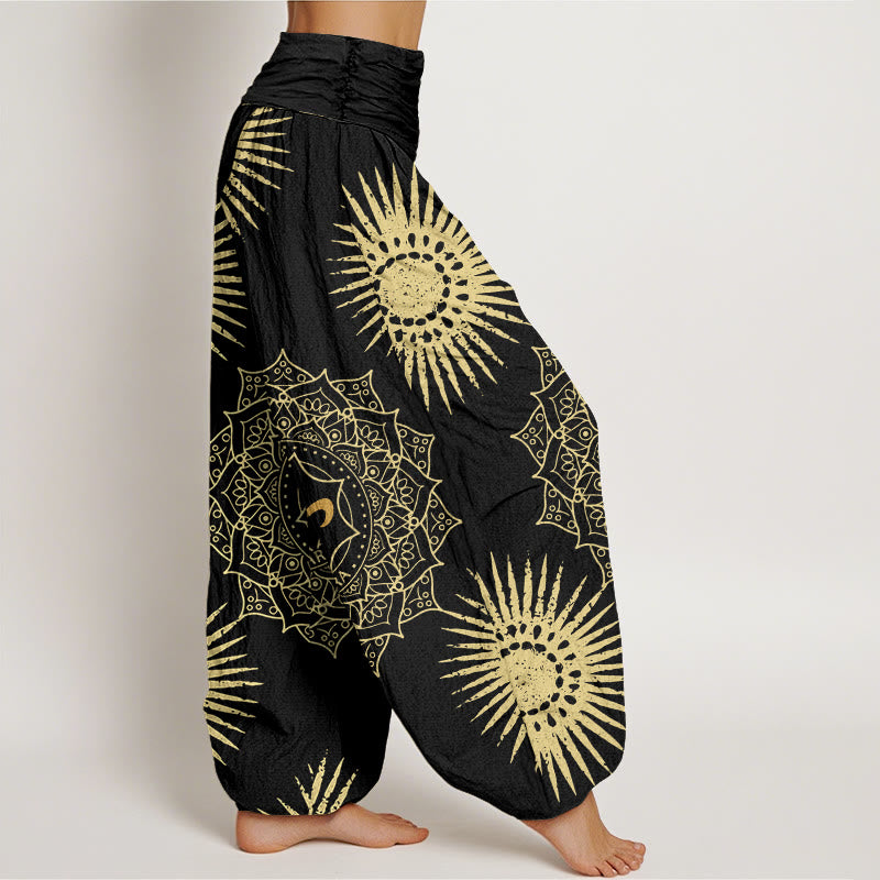 Pantaloni harem da donna con motivo a sole e simbolo Om, motivo mandala Buddha Stones - image 3