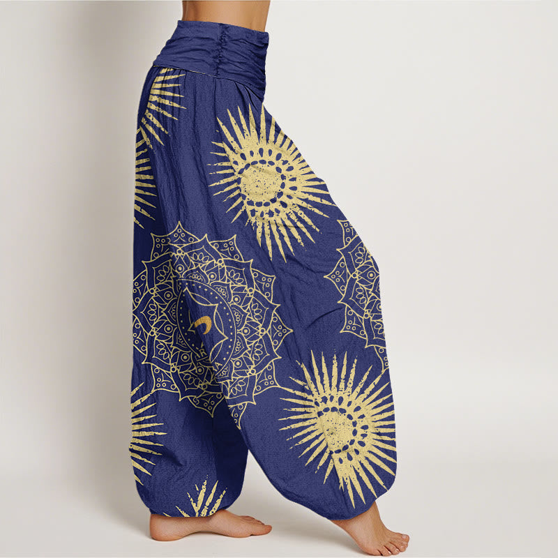Pantaloni harem da donna con motivo a sole e simbolo Om, motivo mandala Buddha Stones - image 7