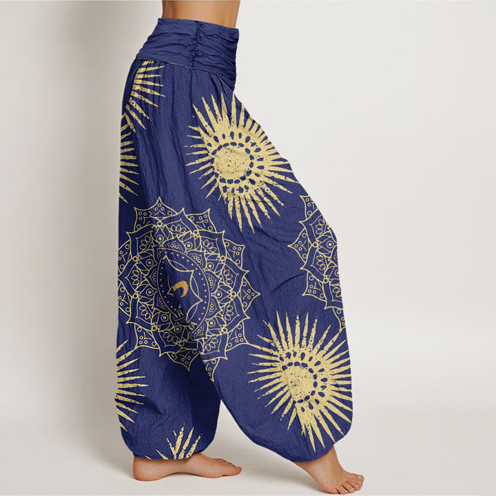 Pantaloni harem da donna con motivo a sole e simbolo Om, motivo mandala Buddha Stones - image 7