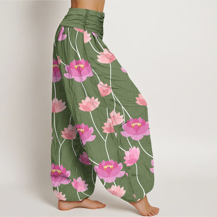 Pantaloni harem da donna con motivo a fiori di loto Buddha Stones - image 7