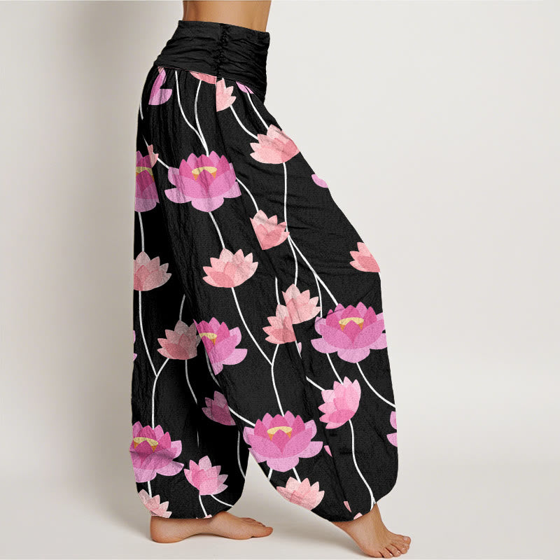 Pantaloni harem da donna con motivo a fiori di loto Buddha Stones - image 10