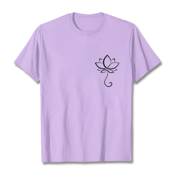 Maglietta casual con motivo a fiori di loto Buddha Stones - Prugna - 2XL - image 17
