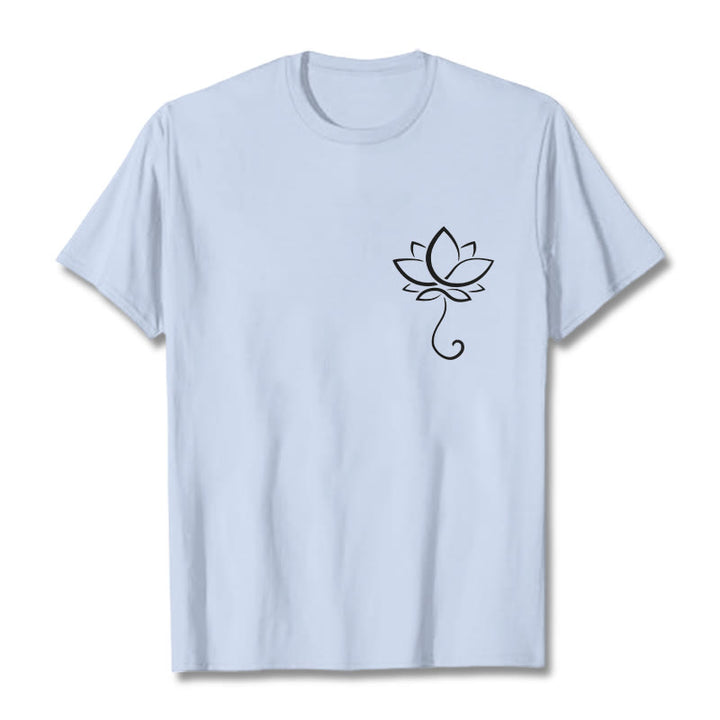 Maglietta casual con motivo a fiori di loto Buddha Stones - Ciano chiaro - 2XL - image 19