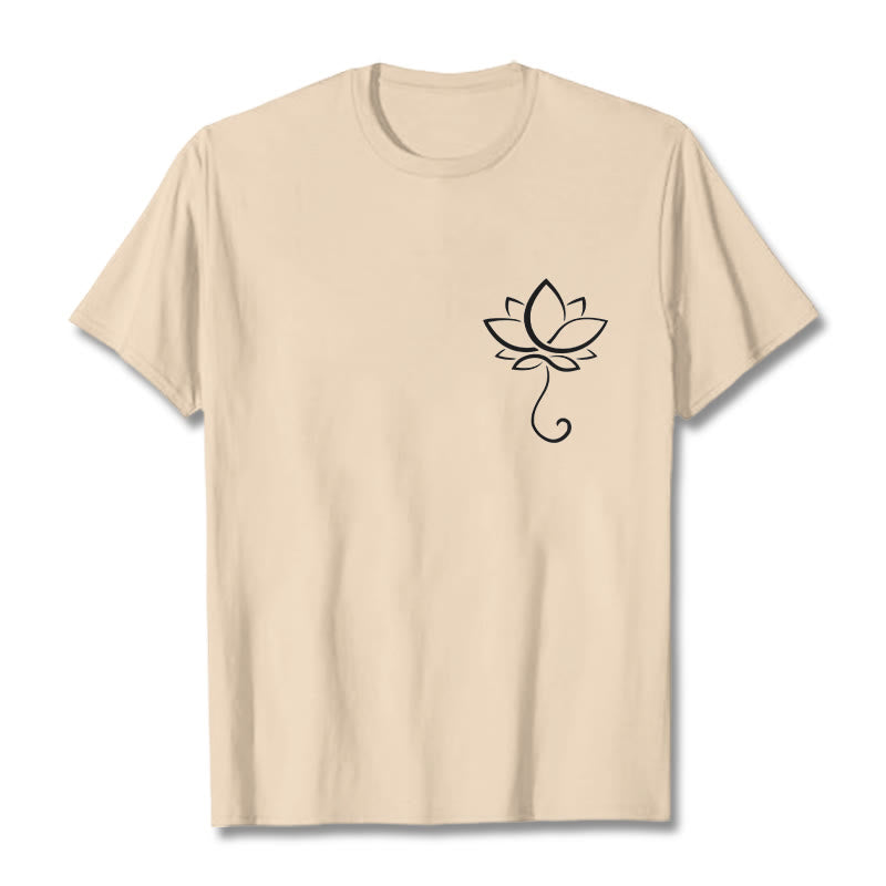 Maglietta casual con motivo a fiori di loto Buddha Stones - Biscotto - 2XL - image 11