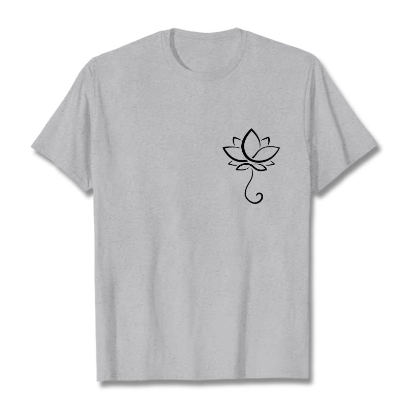 Maglietta casual con motivo a fiori di loto Buddha Stones - Grigio chiaro - 2XL - image 20