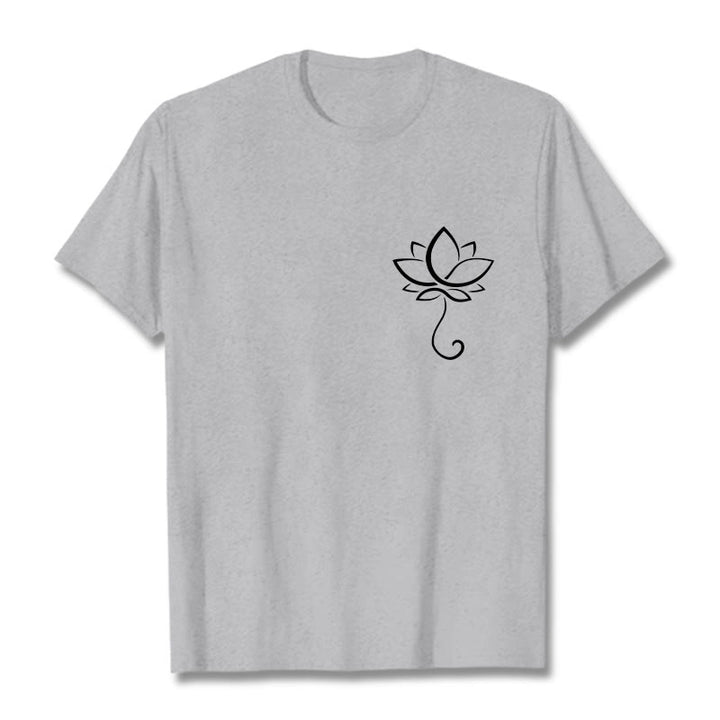 Maglietta casual con motivo a fiori di loto Buddha Stones - Grigio chiaro - 2XL - image 20