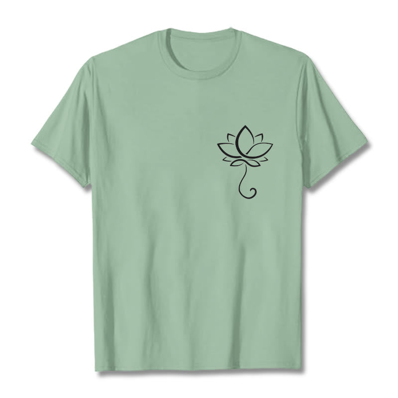 Maglietta casual con motivo a fiori di loto Buddha Stones - Verde pallido - 2XL - image 15