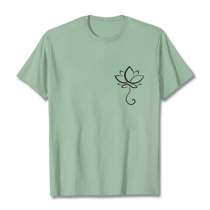 Maglietta casual con motivo a fiori di loto Buddha Stones - Verde pallido - 2XL - image 15