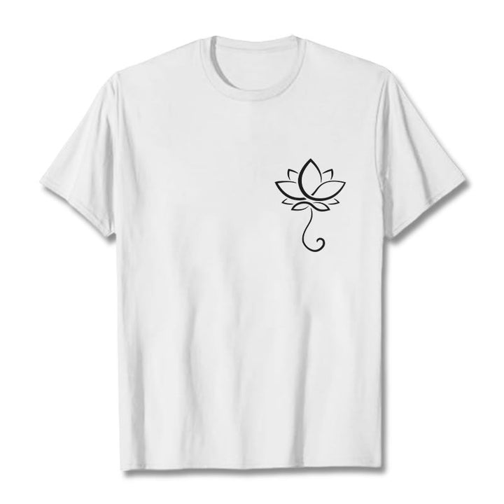 Maglietta casual con motivo a fiori di loto Buddha Stones - Bianco - 2XL - image 8