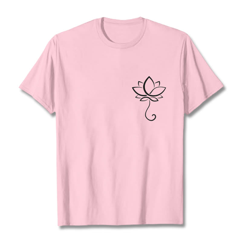 Maglietta casual con motivo a fiori di loto Buddha Stones - Rosa chiaro - 2XL - image 13
