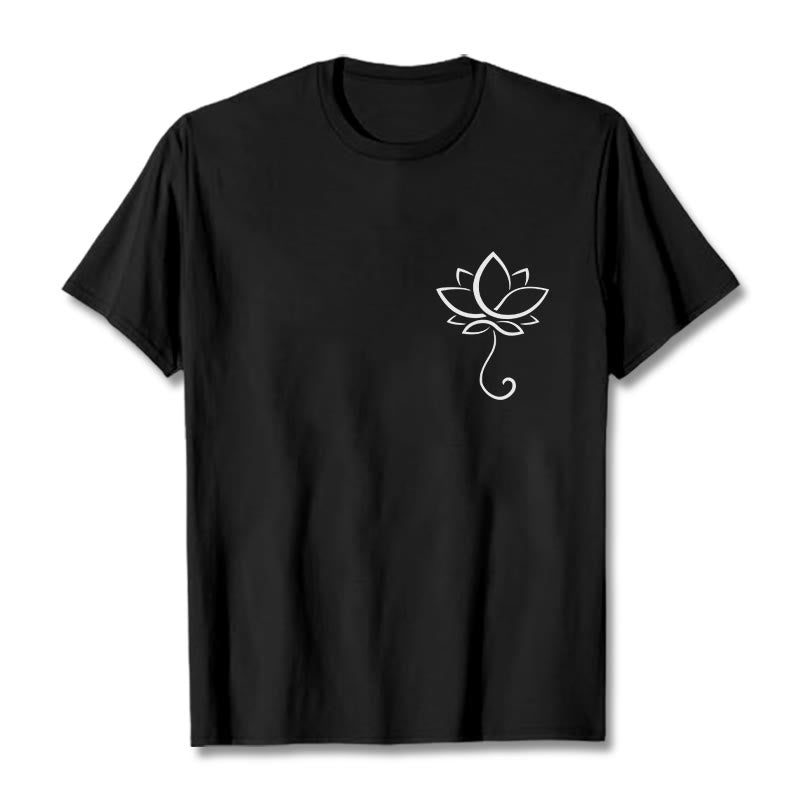 Maglietta casual con motivo a fiori di loto Buddha Stones - Nero - 2XL - image 4