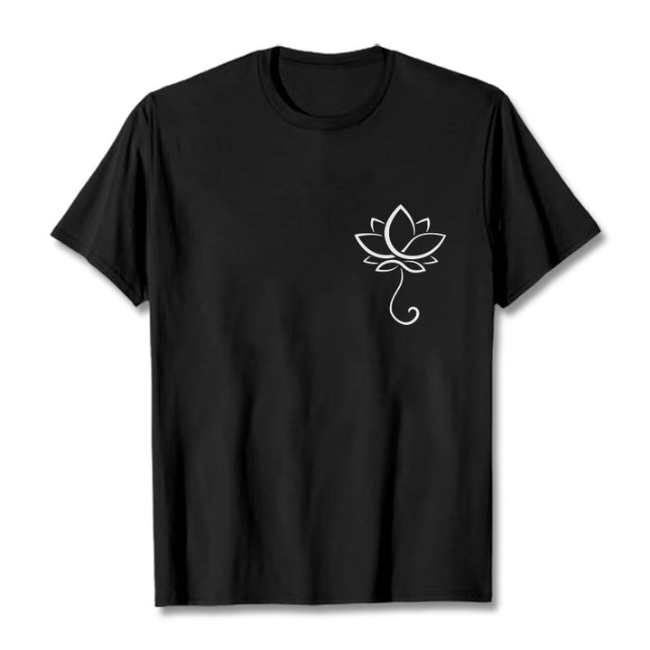 Maglietta casual con motivo a fiori di loto Buddha Stones - Nero - 2XL - image 4