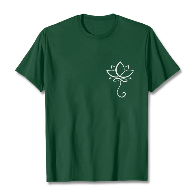 Maglietta casual con motivo a fiori di loto Buddha Stones - Verde foresta - 2XL - image 1