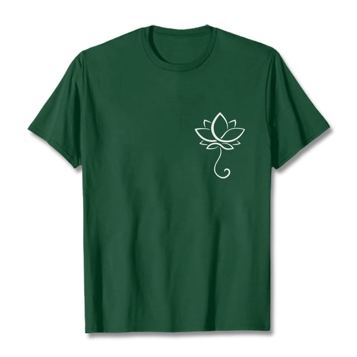 Maglietta casual con motivo a fiori di loto Buddha Stones - Verde foresta - 2XL - image 1