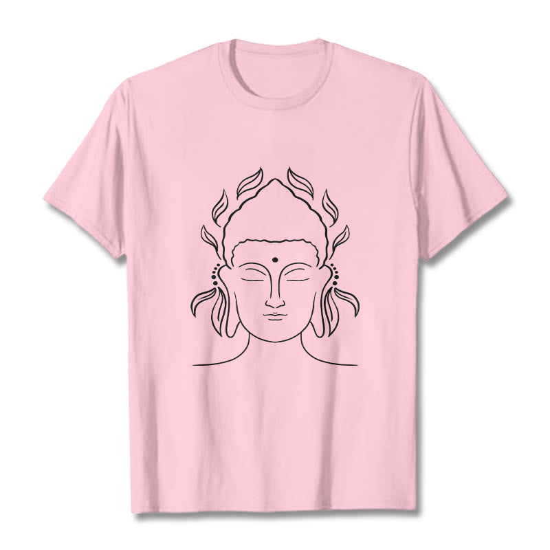 Maglietta casual con motivo a petali di loto e contorno di Buddha Stones Buddha - Rosa chiaro - 2XL - image 13