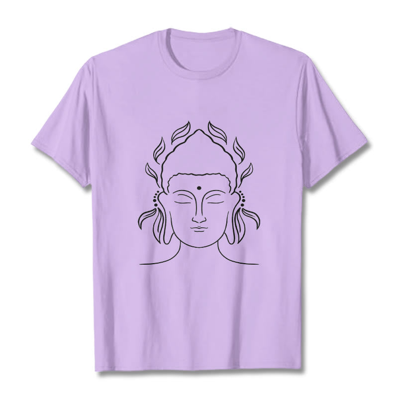 Maglietta casual con motivo a petali di loto e contorno di Buddha Stones Buddha - Prugna - 2XL - image 17