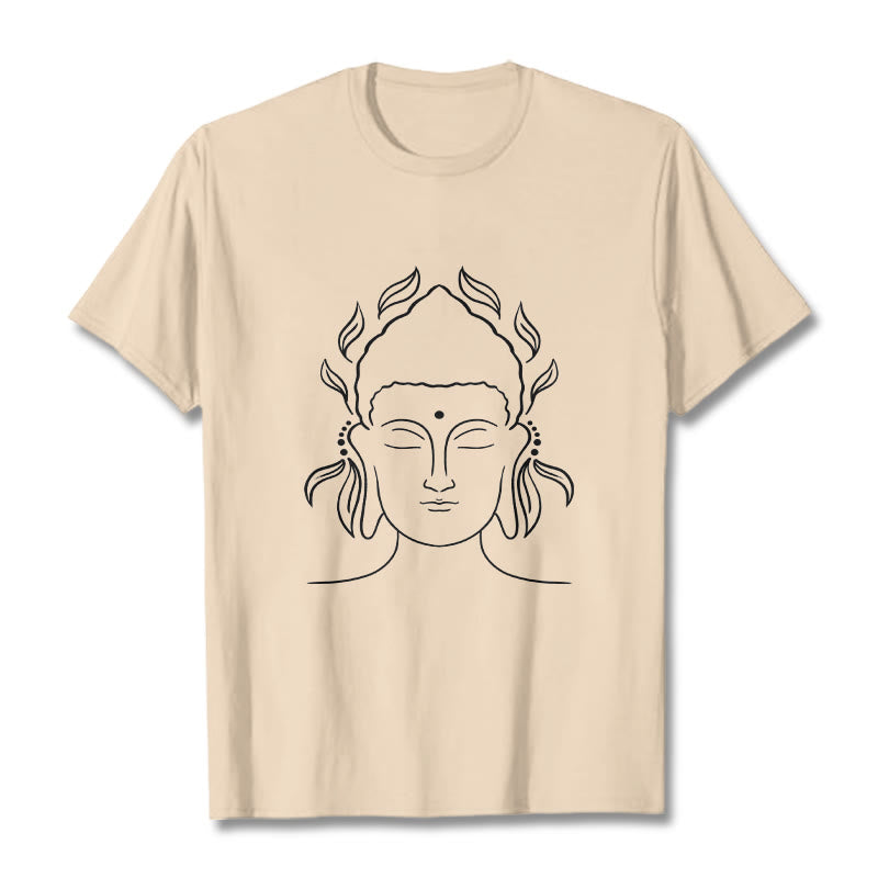 Maglietta casual con motivo a petali di loto e contorno di Buddha Stones Buddha - Biscotto - 2XL - image 9