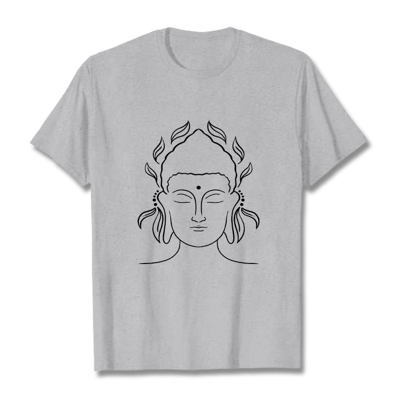 Maglietta casual con motivo a petali di loto e contorno di Buddha Stones Buddha - Grigio chiaro - 2XL - image 20