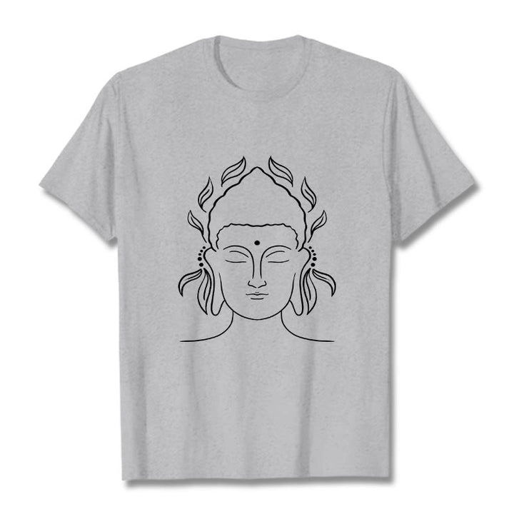 Maglietta casual con motivo a petali di loto e contorno di Buddha Stones Buddha - Grigio chiaro - 2XL - image 20