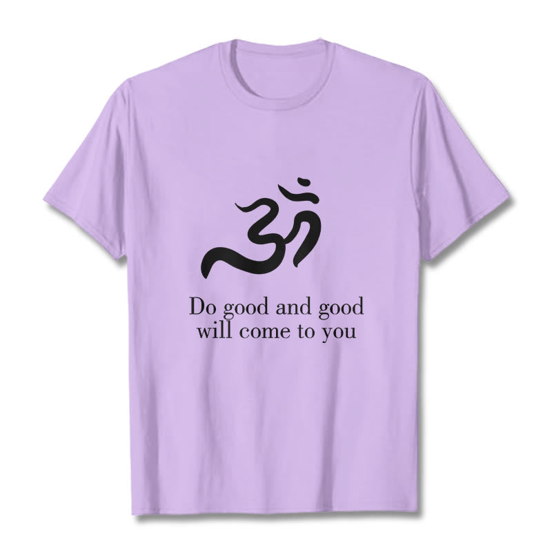 Maglietta casual in cotone con motivo spirituale in sanscrito e simbolo Om di Buddha Stones - Prugna - 2XL - image 17