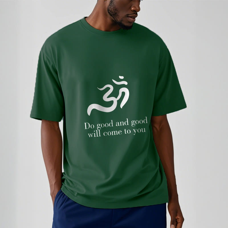 Maglietta casual in cotone con motivo spirituale in sanscrito e simbolo Om di Buddha Stones - image 12