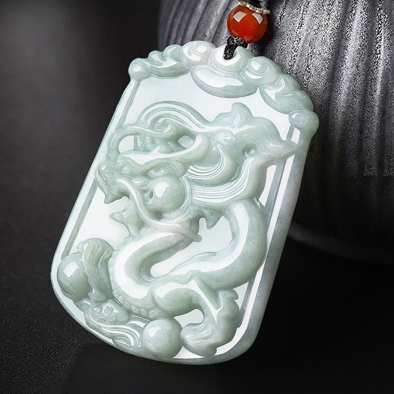 Collana con ciondolo amuleto dell'abbondanza dello zodiaco cinese Buddha Stones in giada naturale 12 - Drago - image 1