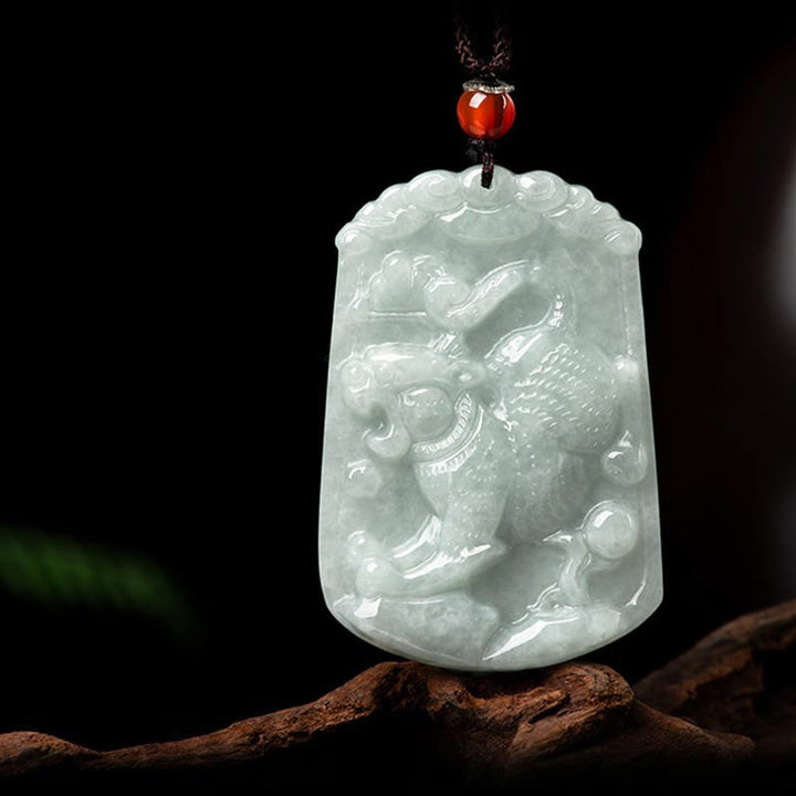 Collana con ciondolo amuleto dell'abbondanza dello zodiaco cinese Buddha Stones in giada naturale 12 - Tigre - image 15
