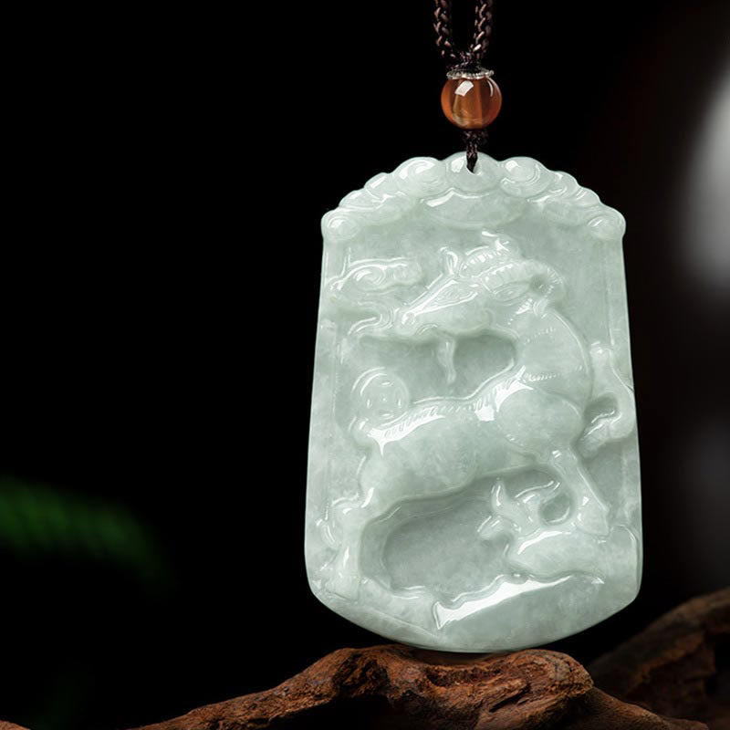Collana con ciondolo amuleto dell'abbondanza dello zodiaco cinese Buddha Stones in giada naturale 12 - Capra - image 21