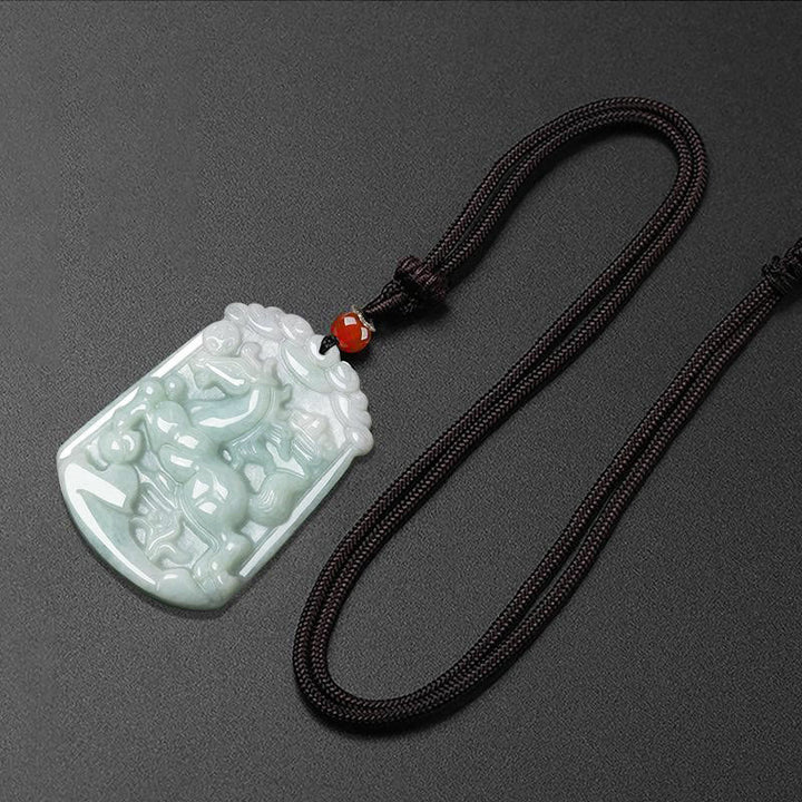 Collana con ciondolo amuleto dell'abbondanza dello zodiaco cinese Buddha Stones in giada naturale 12 - image 20
