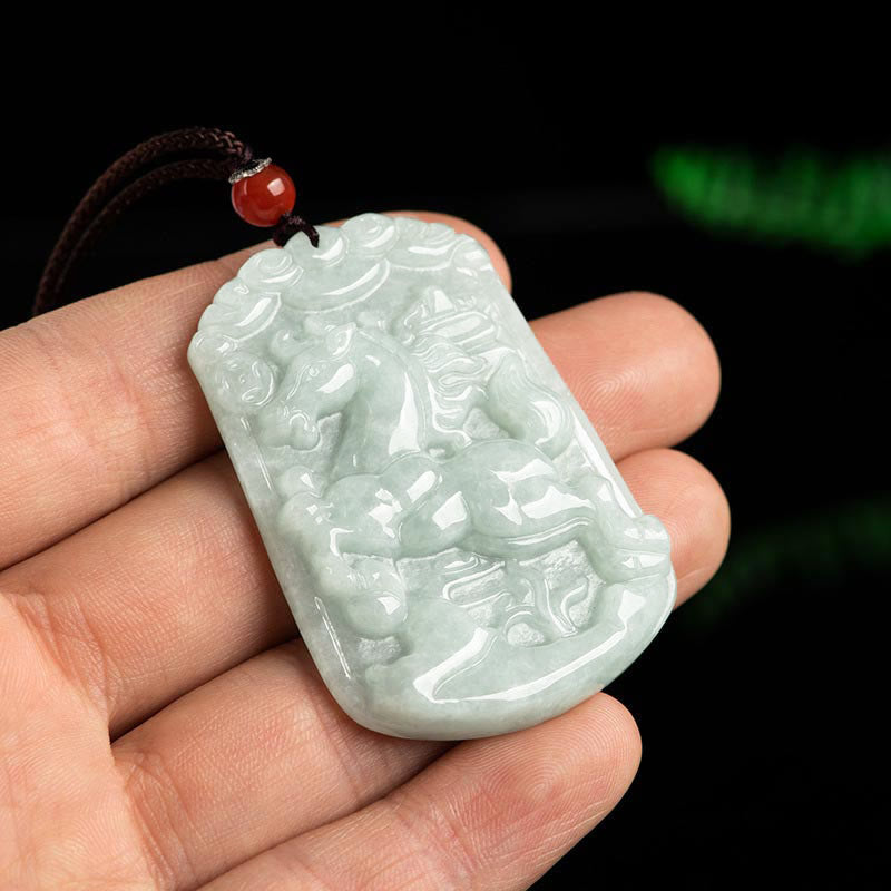 Collana con ciondolo amuleto dell'abbondanza dello zodiaco cinese Buddha Stones in giada naturale 12 - image 9