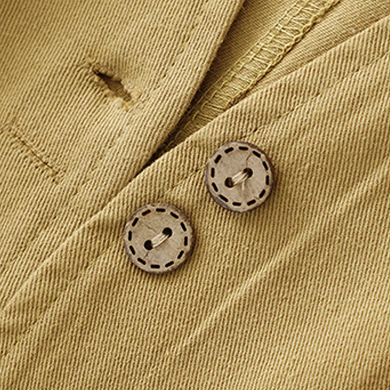 Gilet da donna in cotone senza maniche con tasche e bottoni frontali in tinta unita Buddha Stones - image 4