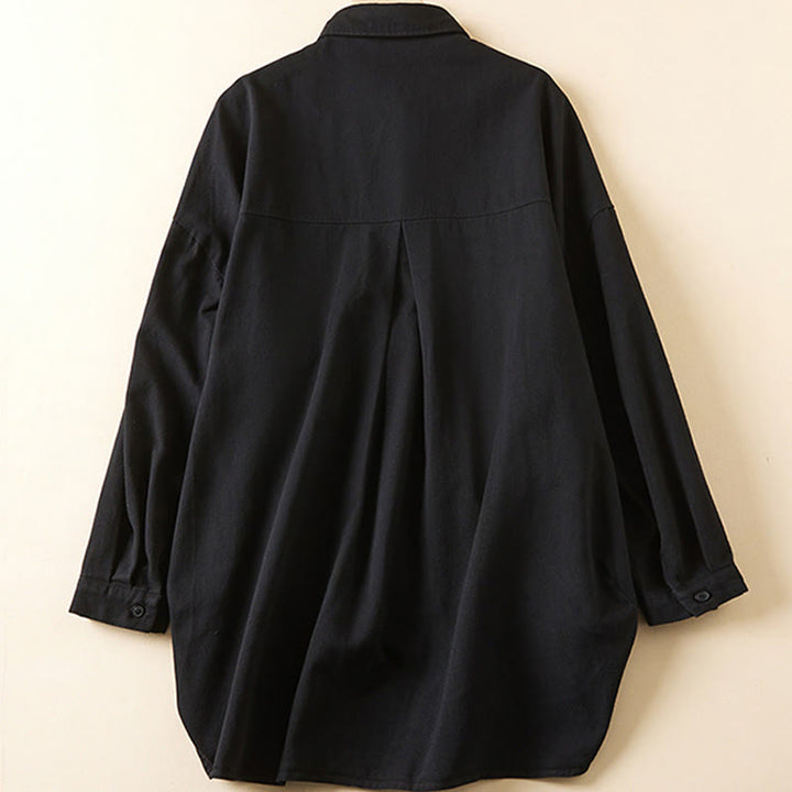 Giacca da donna in cotone e lino con risvolto, maniche lunghe, modello irregolare, con tasche, motivo Buddha Stones Fall - image 11