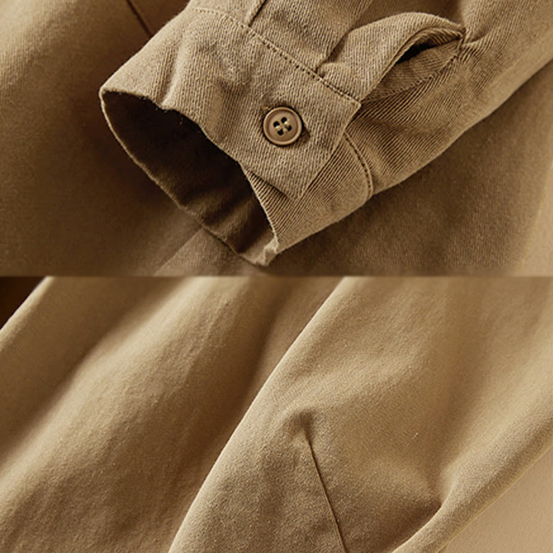 Giacca da donna in cotone e lino con risvolto, maniche lunghe, modello irregolare, con tasche, motivo Buddha Stones Fall - image 8