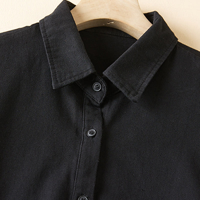 Giacca da donna in cotone e lino con risvolto, maniche lunghe, modello irregolare, con tasche, motivo Buddha Stones Fall - image 11