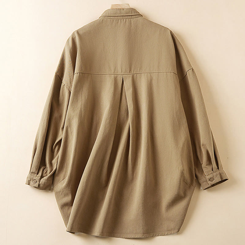 Giacca da donna in cotone e lino con risvolto, maniche lunghe, modello irregolare, con tasche, motivo Buddha Stones Fall - image 1