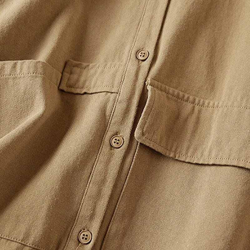 Giacca da donna in cotone e lino con risvolto, maniche lunghe, modello irregolare, con tasche, motivo Buddha Stones Fall - image 3