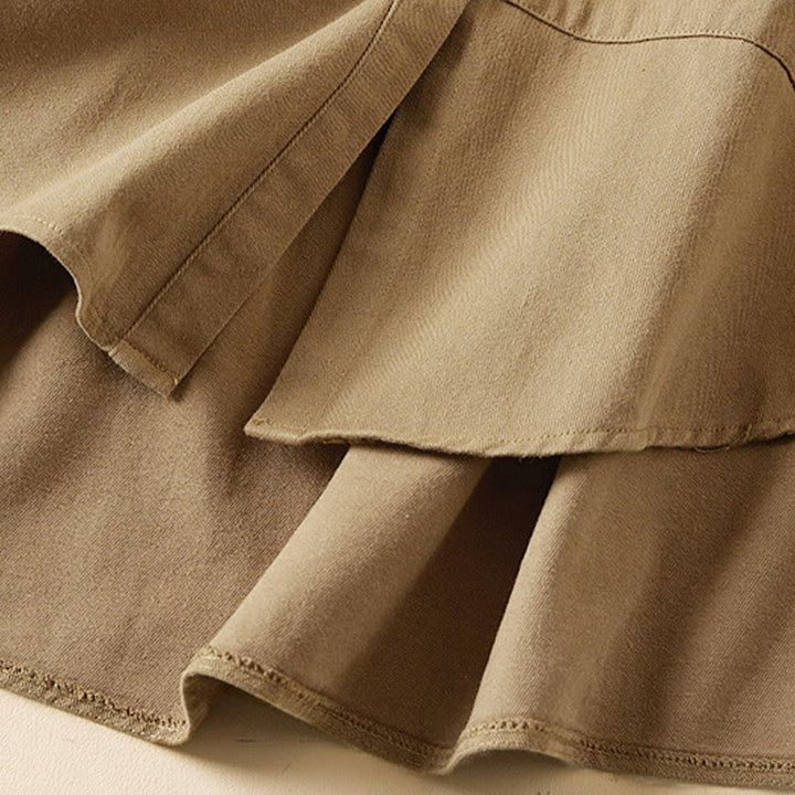 Giacca da donna in cotone e lino con risvolto, maniche lunghe, modello irregolare, con tasche, motivo Buddha Stones Fall - image 5