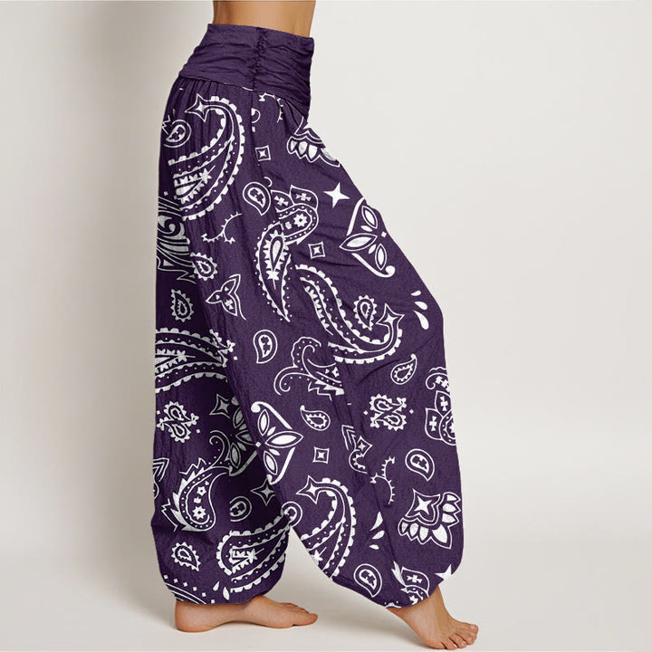 Pantaloni harem da donna con elastico in vita, casual e classici in cotone con motivo paisley Buddha Stones - image 5