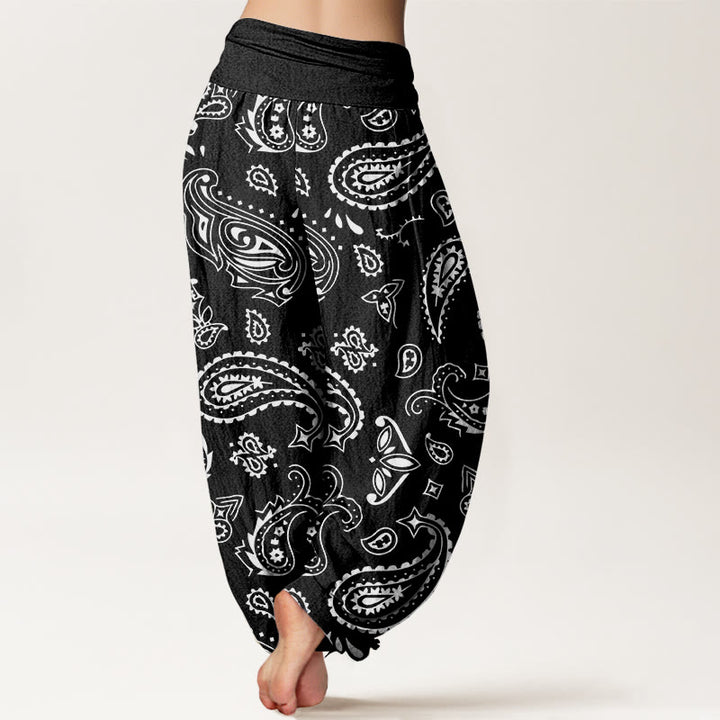 Pantaloni harem da donna con elastico in vita e motivo paisley casual classico Buddha Stones - image 10