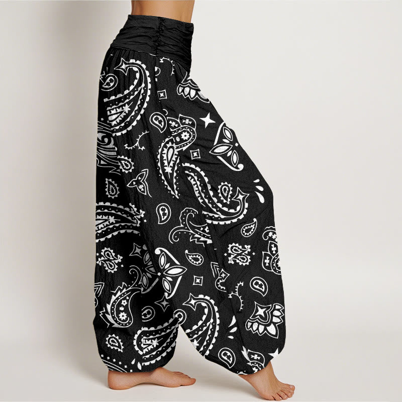 Pantaloni harem da donna con elastico in vita e motivo paisley casual classico Buddha Stones - image 9
