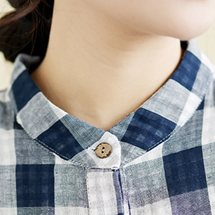 Abito midi in cotone e lino con maniche corte e tasche, motivo a Buddha Stones - image 13