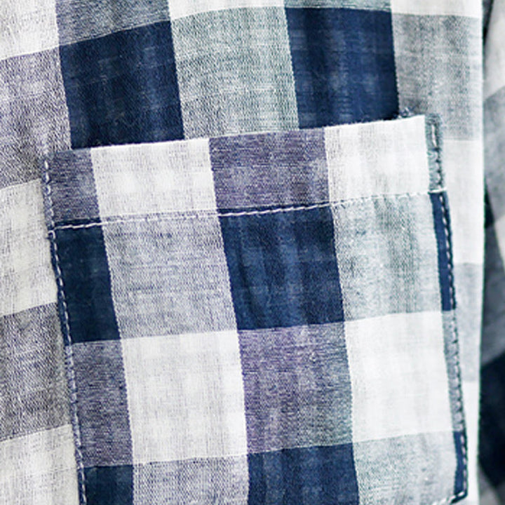 Abito midi in cotone e lino con maniche corte e tasche, motivo a Buddha Stones - image 14