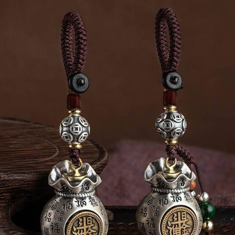 Buddha Stones Fu Character Money Bag Fare soldi ogni giorno Portachiavi fortuna