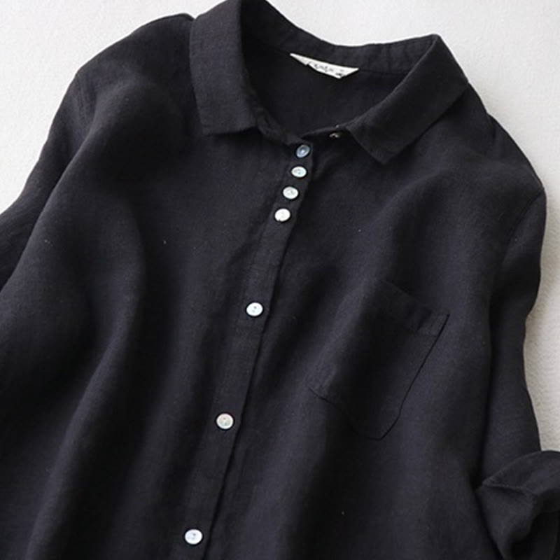 Abito midi con maniche a tre quarti, tasche e revers con bottoni Buddha Stones - image 2