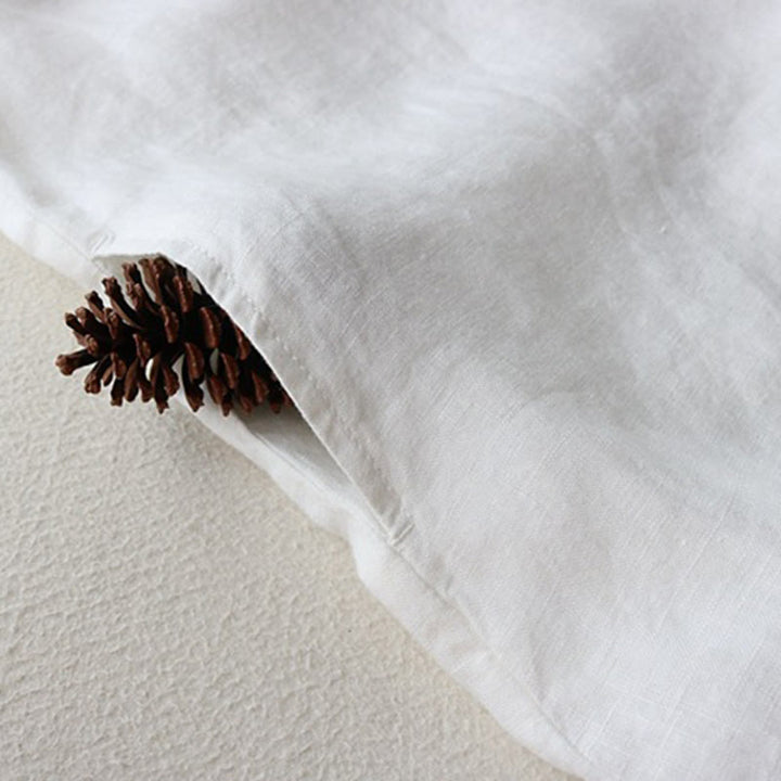 Abito midi in lino e cotone con tasche, maniche a tre quarti, revers con bottoni Buddha Stones - image 9