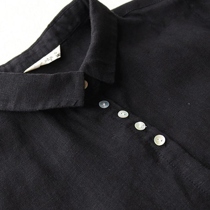 Abito midi a maniche a tre quarti con tasche e bottoni decorati con Buddha Stones, risvolto e design a revers. - image 3