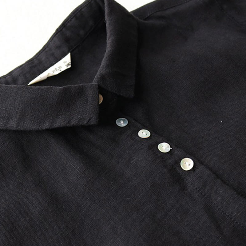 Abito midi con maniche a tre quarti, tasche e revers con bottoni Buddha Stones - image 3