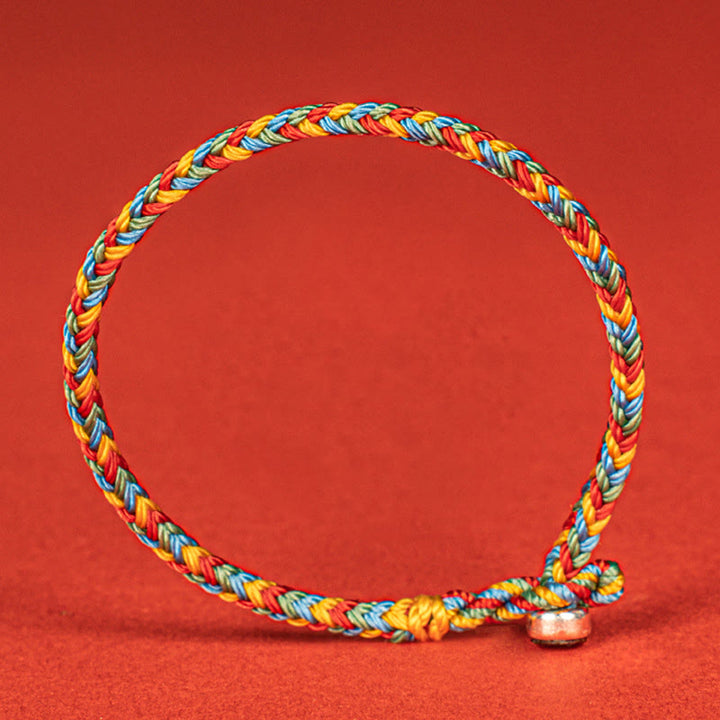 Bracciale intrecciato con corda colorata e nodo della pace a otto fili in argento sterling 925 Buddha Stones - image 3